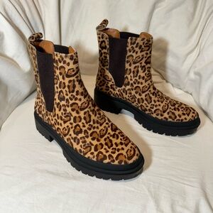 Chelse Leopard boots lug sole. “Lucky 🍀 Brand”.  priced to sell fast.